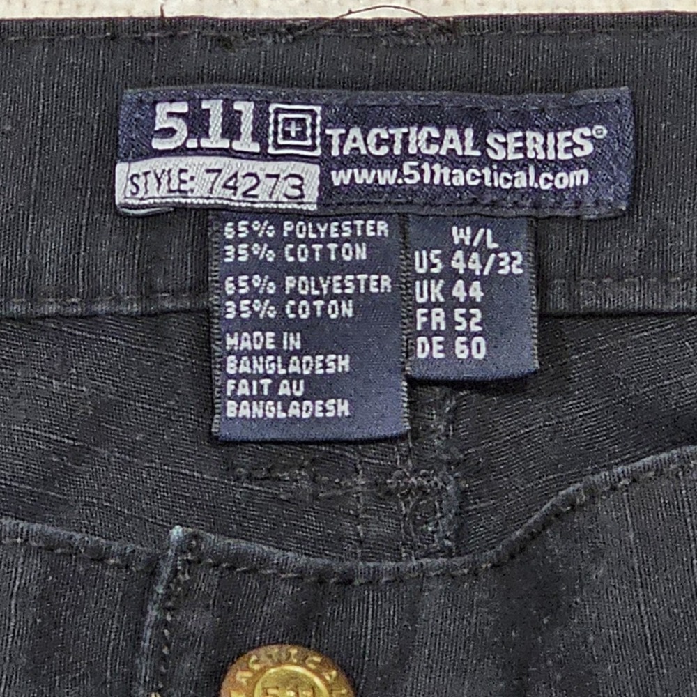 5.11 Tactical Mens Regular Fit Taclite Pro Ripstop Cargo Pants 44x32 Black 74273 - Picture 7 of 9